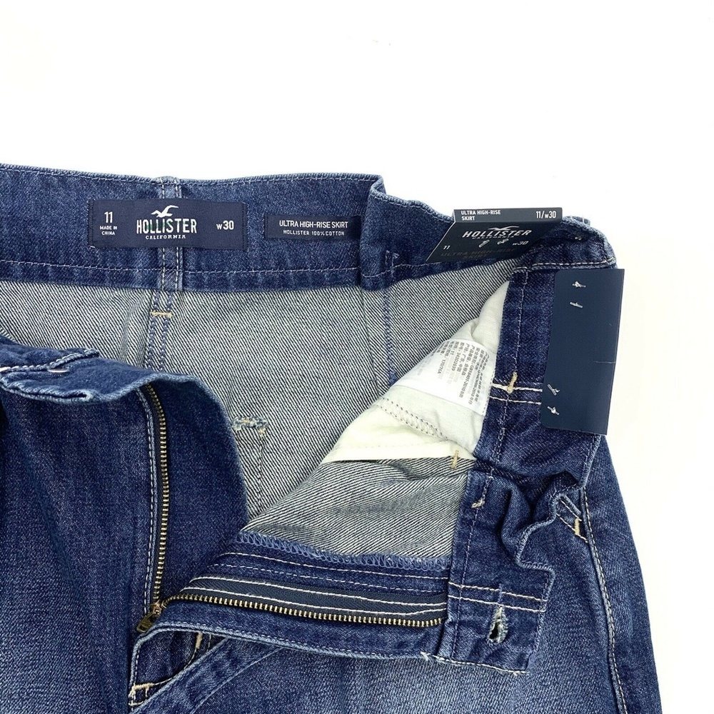 Hollister Skirt Blue Ultra High Rise Raw Hem Denim - Picture 3 of 8